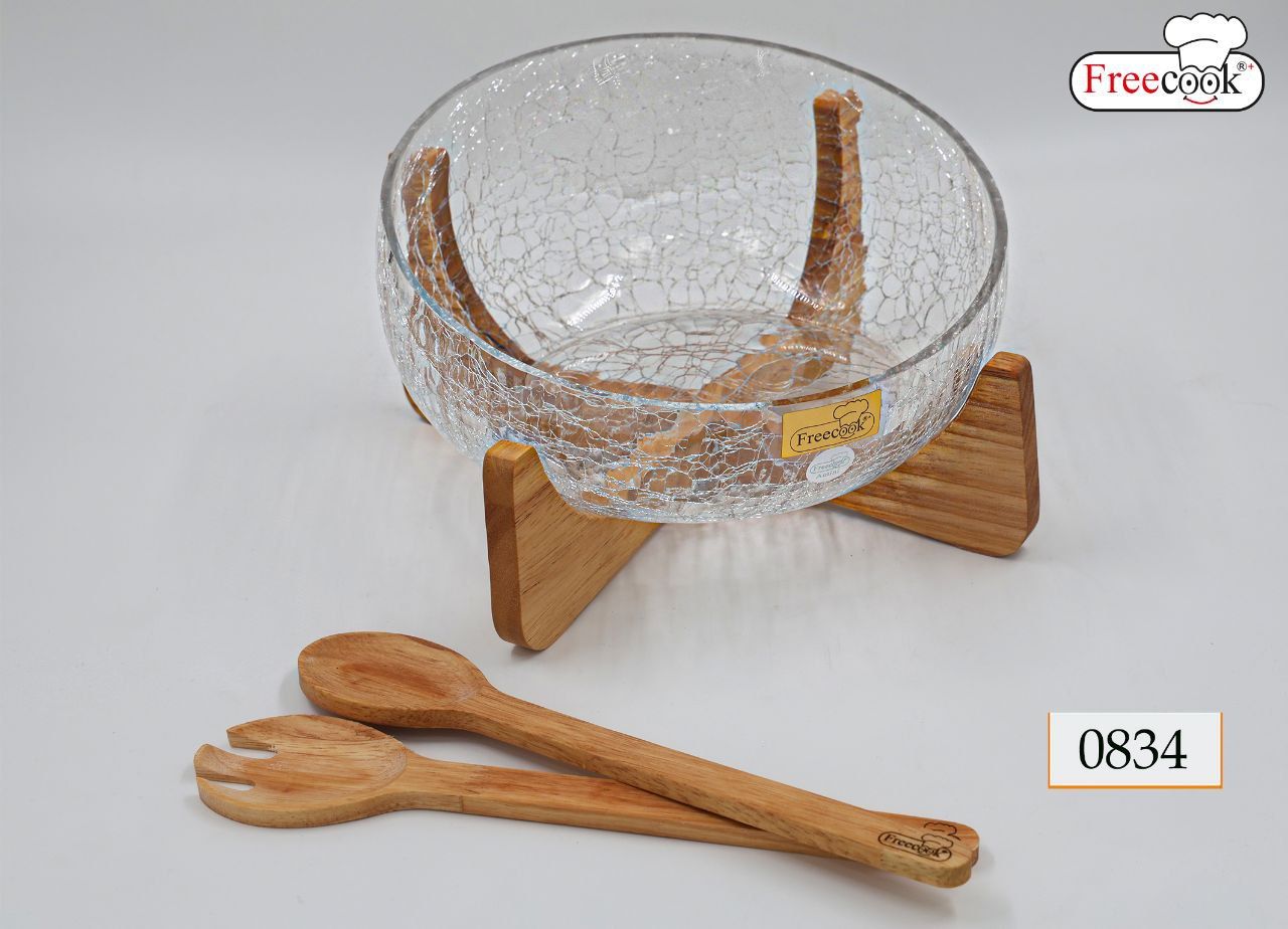 کاسه سالاد پایه چوب (طرح آب گز)