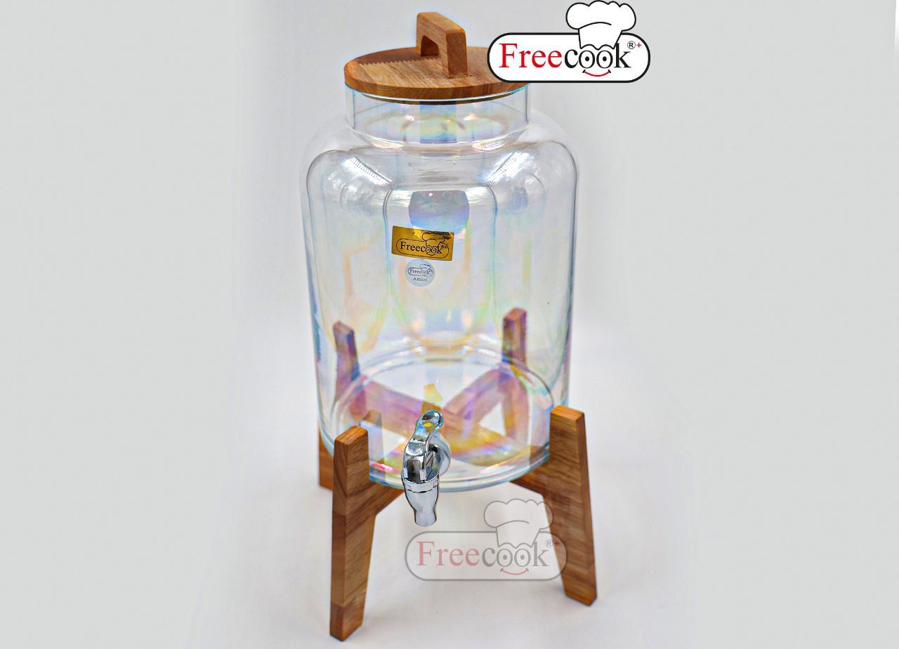 کلمن بلور (شربت خوری )پایه چوب مدل ساده