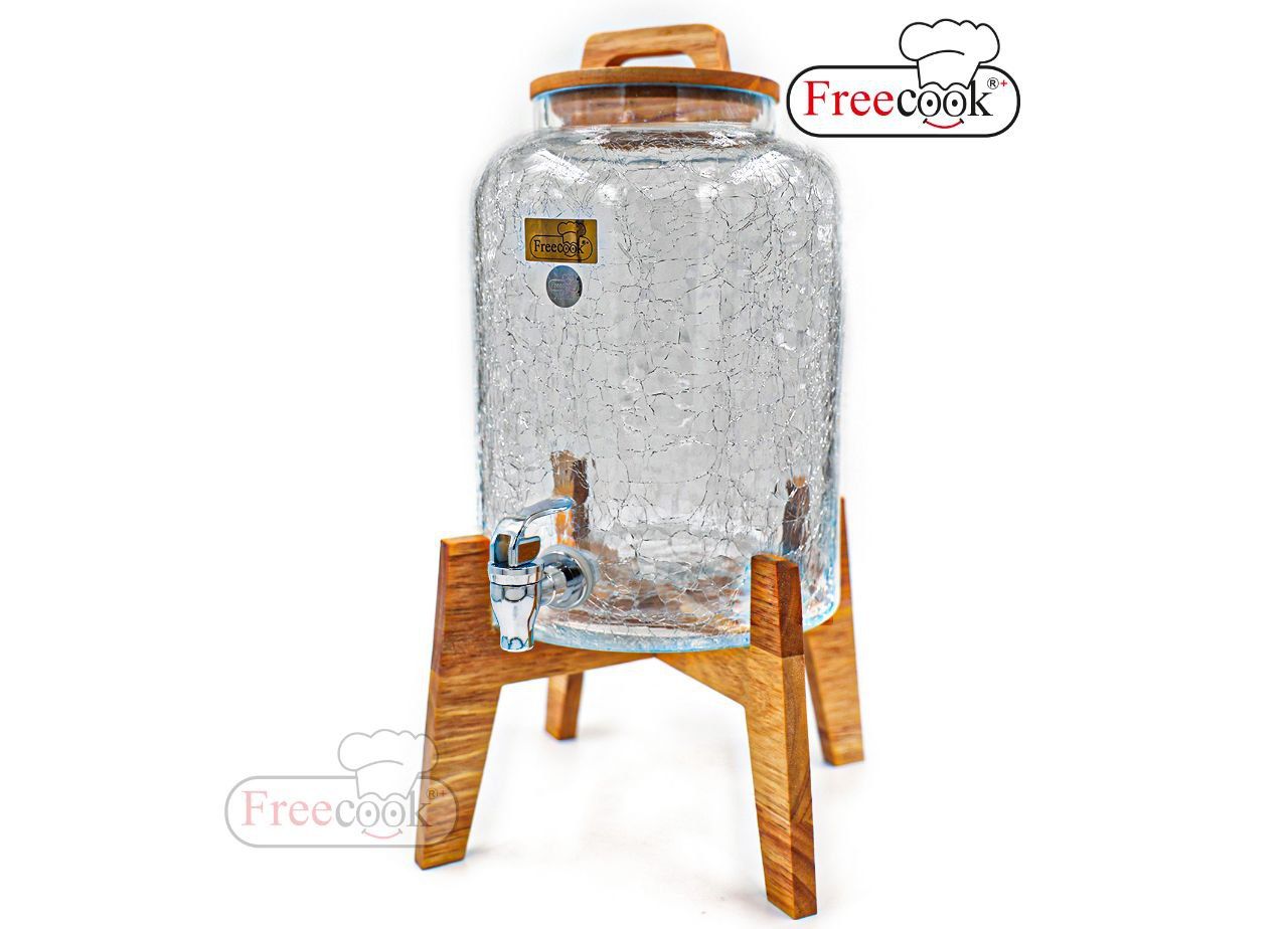 کلمن بلور(شربت خوری )پایه چوب مدل آب گز