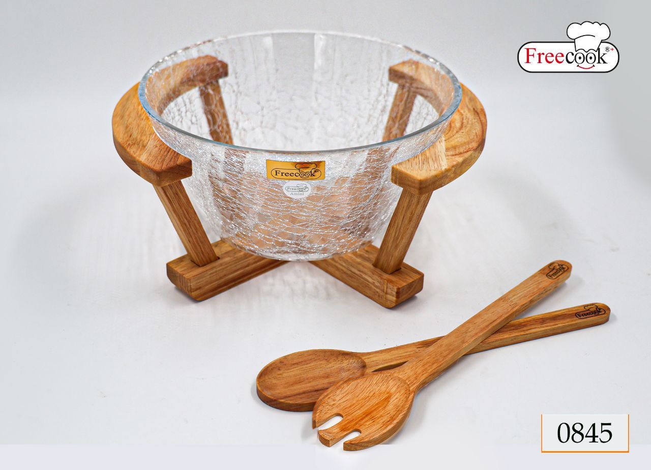 کاسه سالاد مخروطی پایه چوب (مدل آب گز)