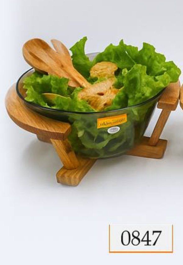 کاسه سالاد مخروطی پایه چوب (مدل شامپاینی)