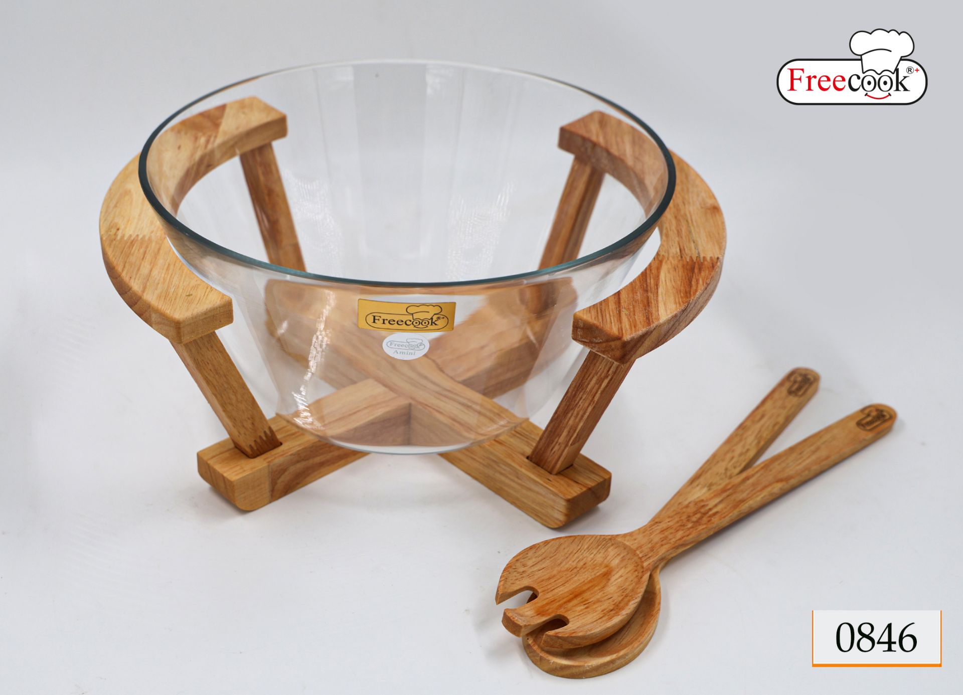 کاسه سالاد مخروطی پایه چوب (مدل ساده)