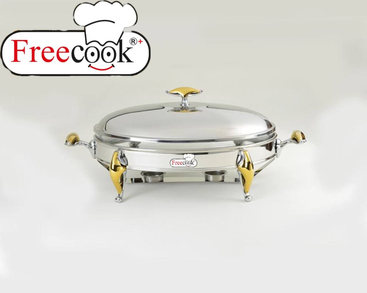 سوفله بیضی  متوسط استیل (طرح دسته النا طلایی)