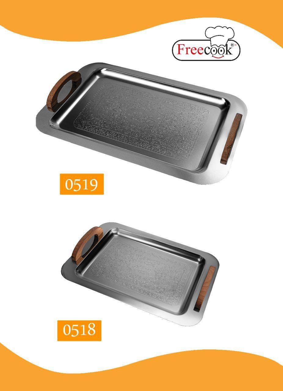 سینی مستطیل دسته چوب (قالب دورساده)