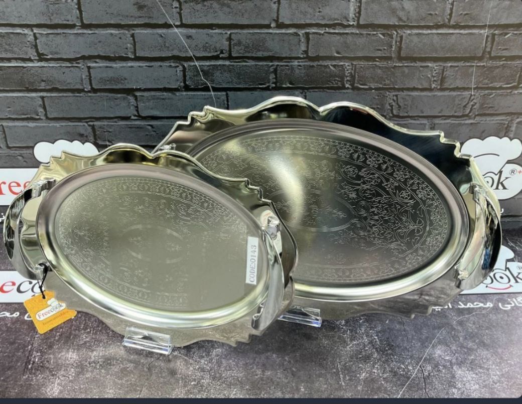 سینی دسته نقره ای فری کوک سایز کوچک(قالب بیضی دالبر)