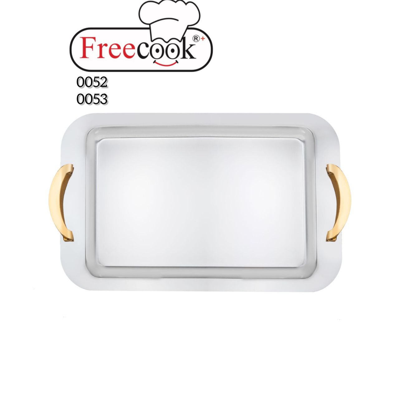 سینی مستطیل بزرگ  فری کوک دسته طلایی (دور ساده)