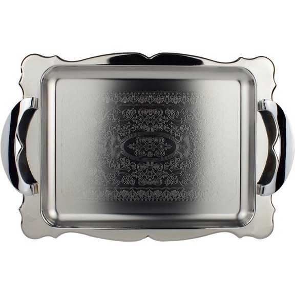 سینی مستطیل فری کوک دسته نقره ای سایز بزرگ(دور دالبر)