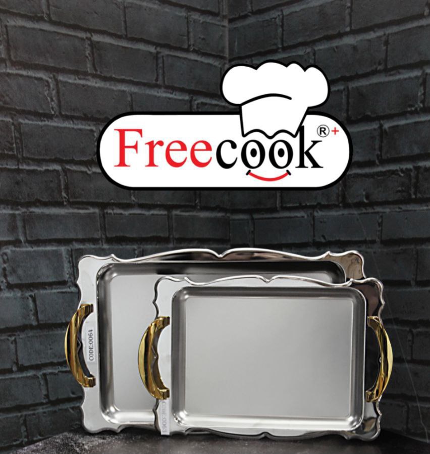سینی مستطیل فری کوک دسته طلایی سایز کوچک(دور دالبر)