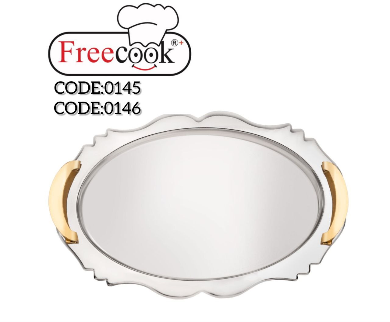 سینی دسته طلایی فری کوک سایز بزرگ (قالب بیضی دالبر)