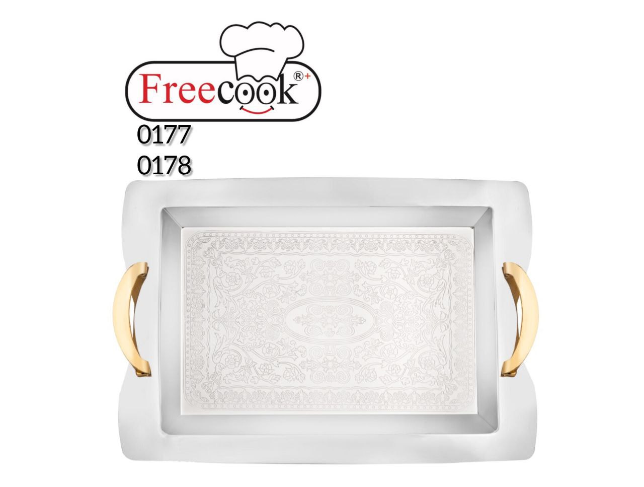 سینی دسته طلایی فری کوک سایز بزرگ (مدل النا)