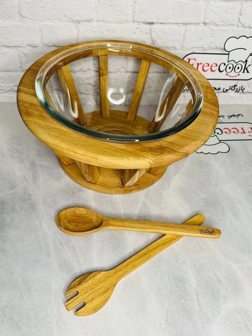 کاسه سالاد چوب  طرح سوفله