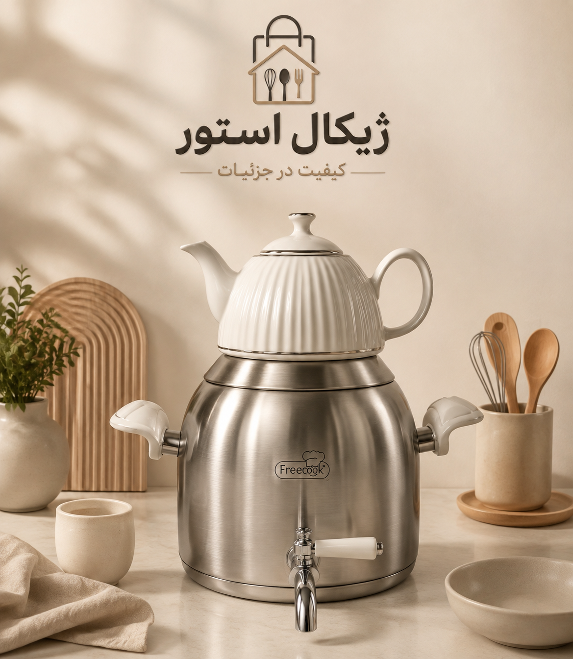 کتری قوری استیل شیردار