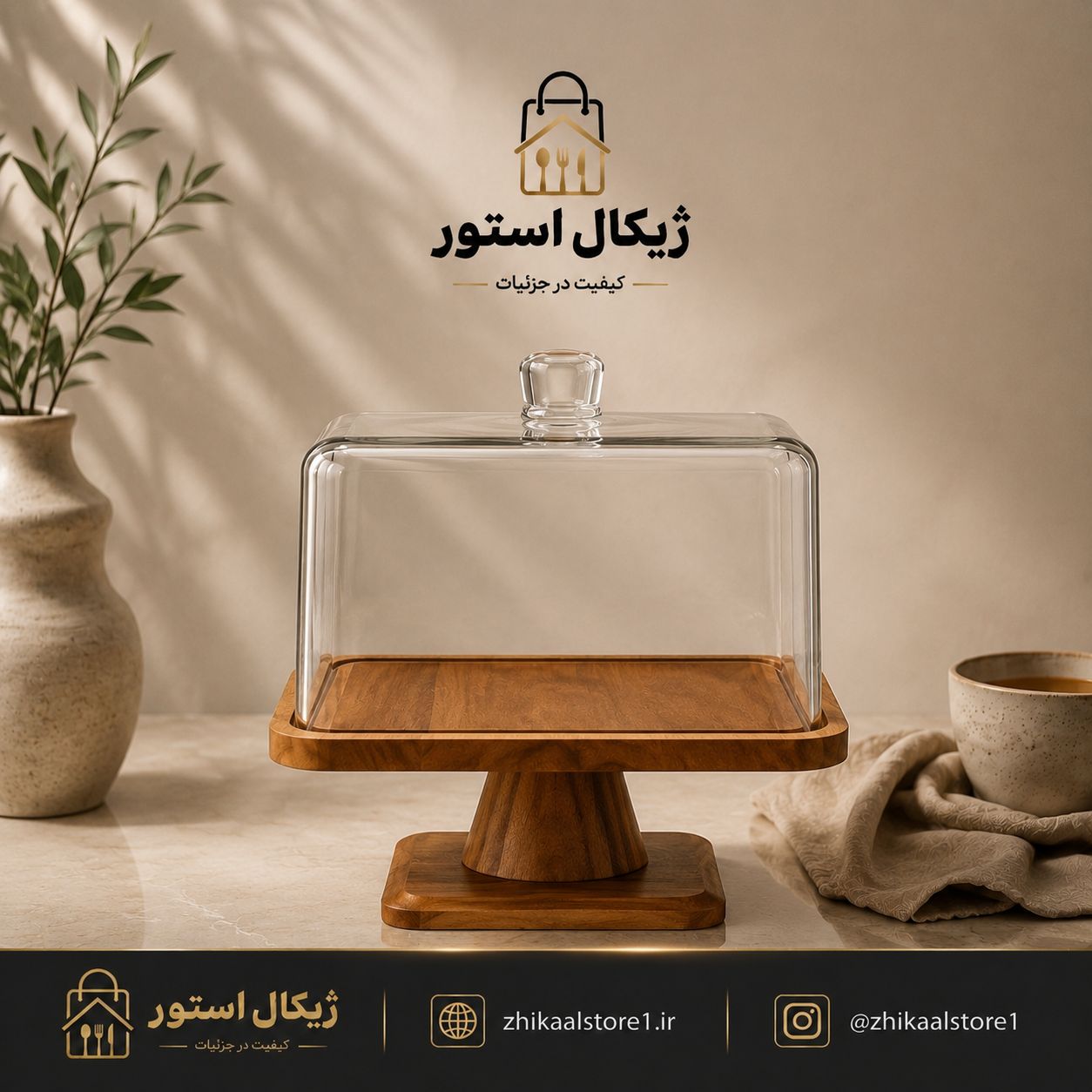 کیک خوری مربع پایه دار