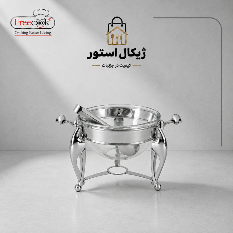 سالاد خوری استیل (طرح دسته النا نقره ای)