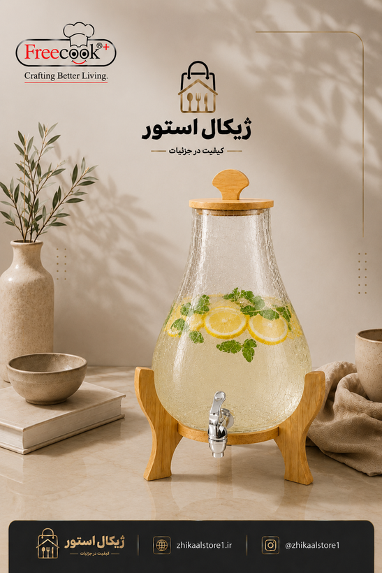 کلمن بلور(شربت خوری )پایه بلور مدل خمره ای آب گز
