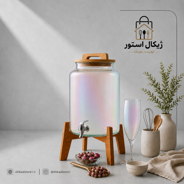 کلمن (شربت خوری )پایه چوبی مدل هفت رنگ
