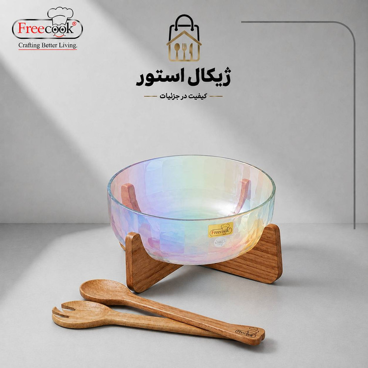 کاسه سالاد چوبی (طرح هفت رنگ )
