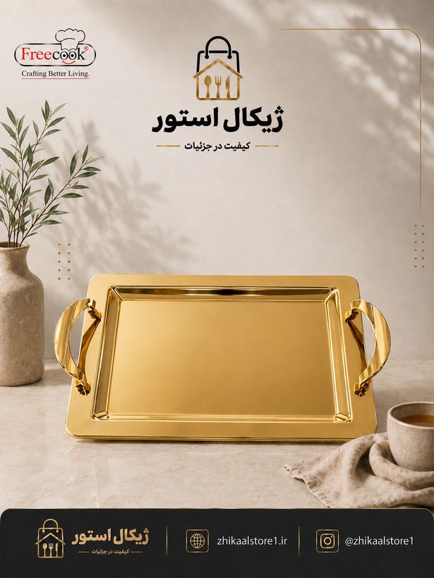 سینی تمام طلایی سایز کوچک (قالب النا)