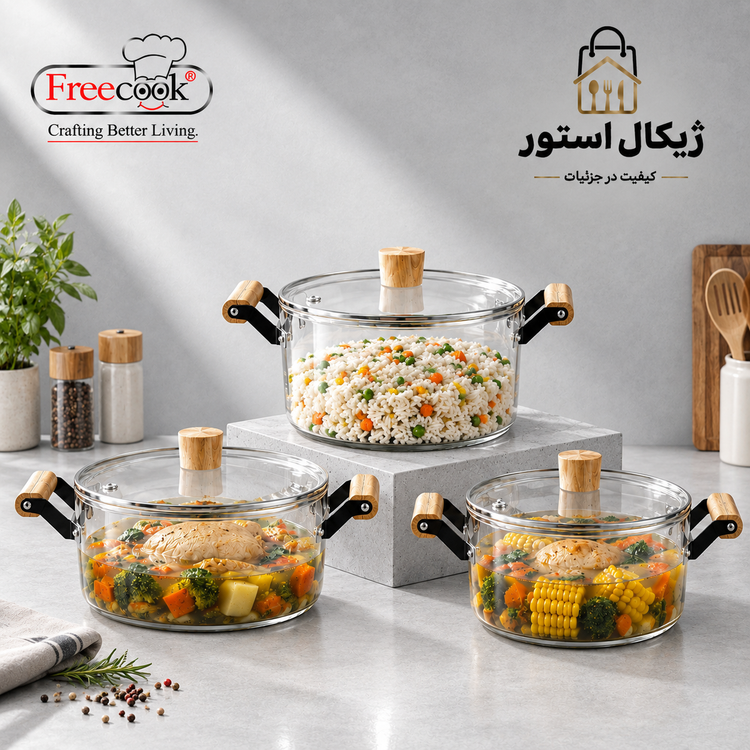 قابلمه پیرکس (با قپه درب گرد)