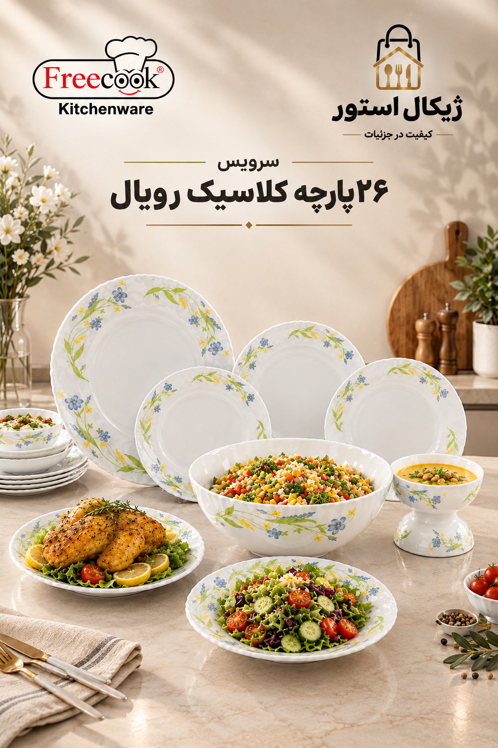سرویس ۲۶پارچه آرکوپال(مدل کلاسیک رویال)